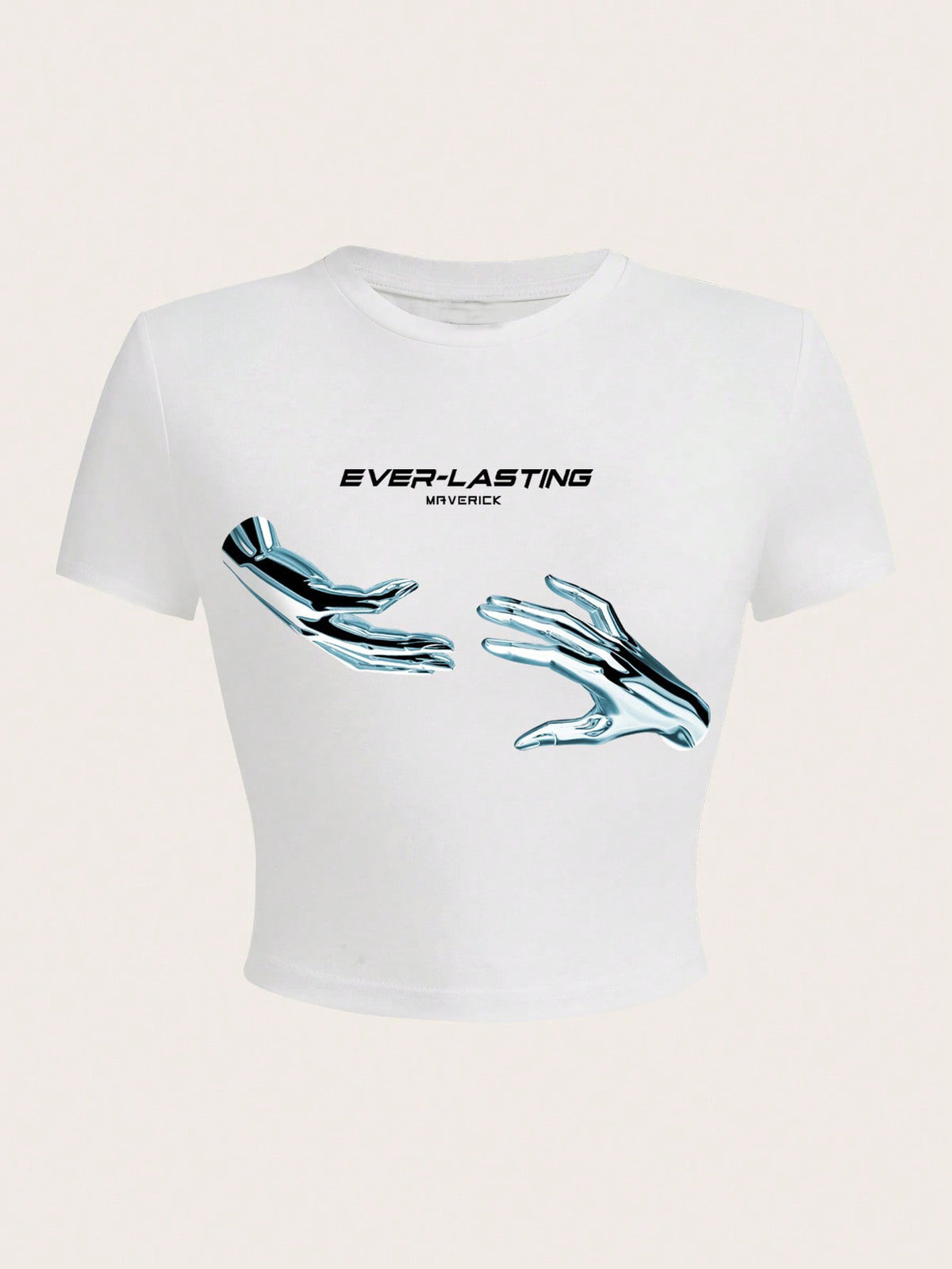 Bodycon T-Shirt With Letter And Hand Print SS24