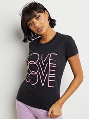 Love Love Love Slogan Print Regular Fit T-shirt