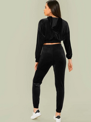 Velvet O-ring Zip Up Hoodie and Joggers Set FD