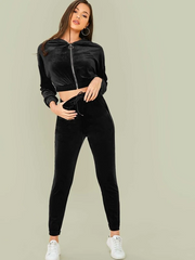 Velvet O-ring Zip Up Hoodie and Joggers Set FD