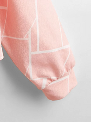 Drawstring Detail Geo Print Hoodie FD