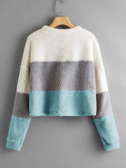 Drop Shoulder Colorblock Flannel Sweatshirt FD