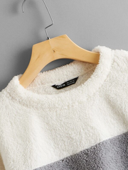 Drop Shoulder Colorblock Flannel Sweatshirt FD