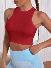 Solid Racer Back Crop Active Tank Top ss22 -FD