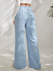 Letter Patched Slit Hem Corduroy Pants - ED