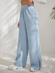 Letter Patched Slit Hem Corduroy Pants - ED