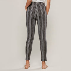 Striped Mid-Rise Trousers with Pocket Detail and Tie Ups