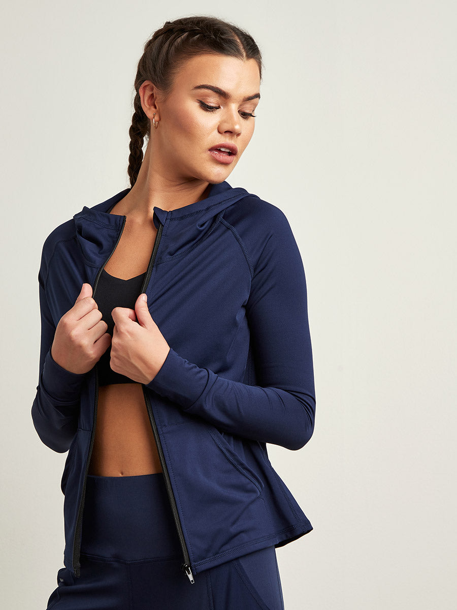 Stitch Detail Hooded Jacket with Zip Closure