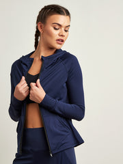 Stitch Detail Hooded Jacket with Zip Closure