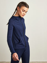 Stitch Detail Hooded Jacket with Zip Closure