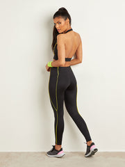 Contrast Piped Halter Neck Top and Leggings Activewear Set