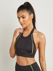Contrast Piped Halter Neck Top and Leggings Activewear Set