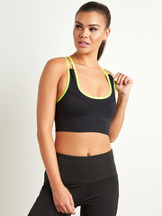 Contrast Trim Cross Back Sports Bra FD