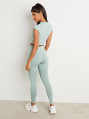 Zip Up Crop Top and Active Leggings Set