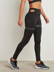 Cut-Out Back Detail Sports Bra and Contrast Striped Leggings Active Set