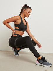 Cut-Out Back Detail Sports Bra and Contrast Striped Leggings Active Set