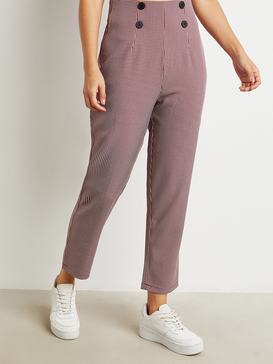 Glen Plaid Trouser with Zip Closure FD