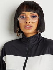 Color Block High Neck Jumpsuit with Zip Closure