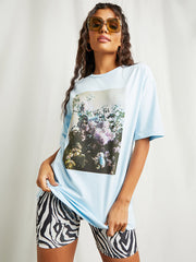 Flower Photograph Print Oversized T-shirt